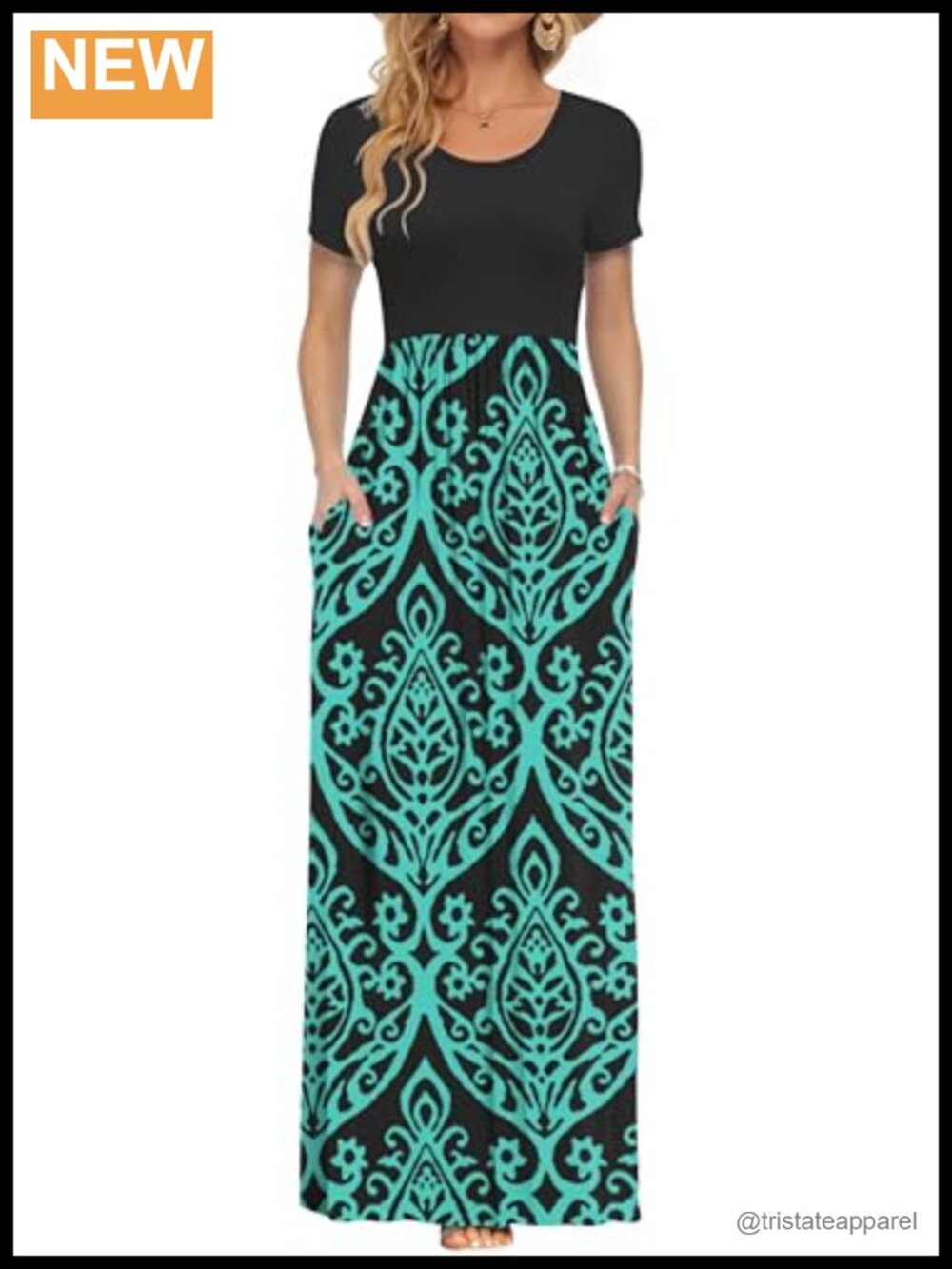 Women's Summer Short Sleeve Loose Casual Long Maxi Dress